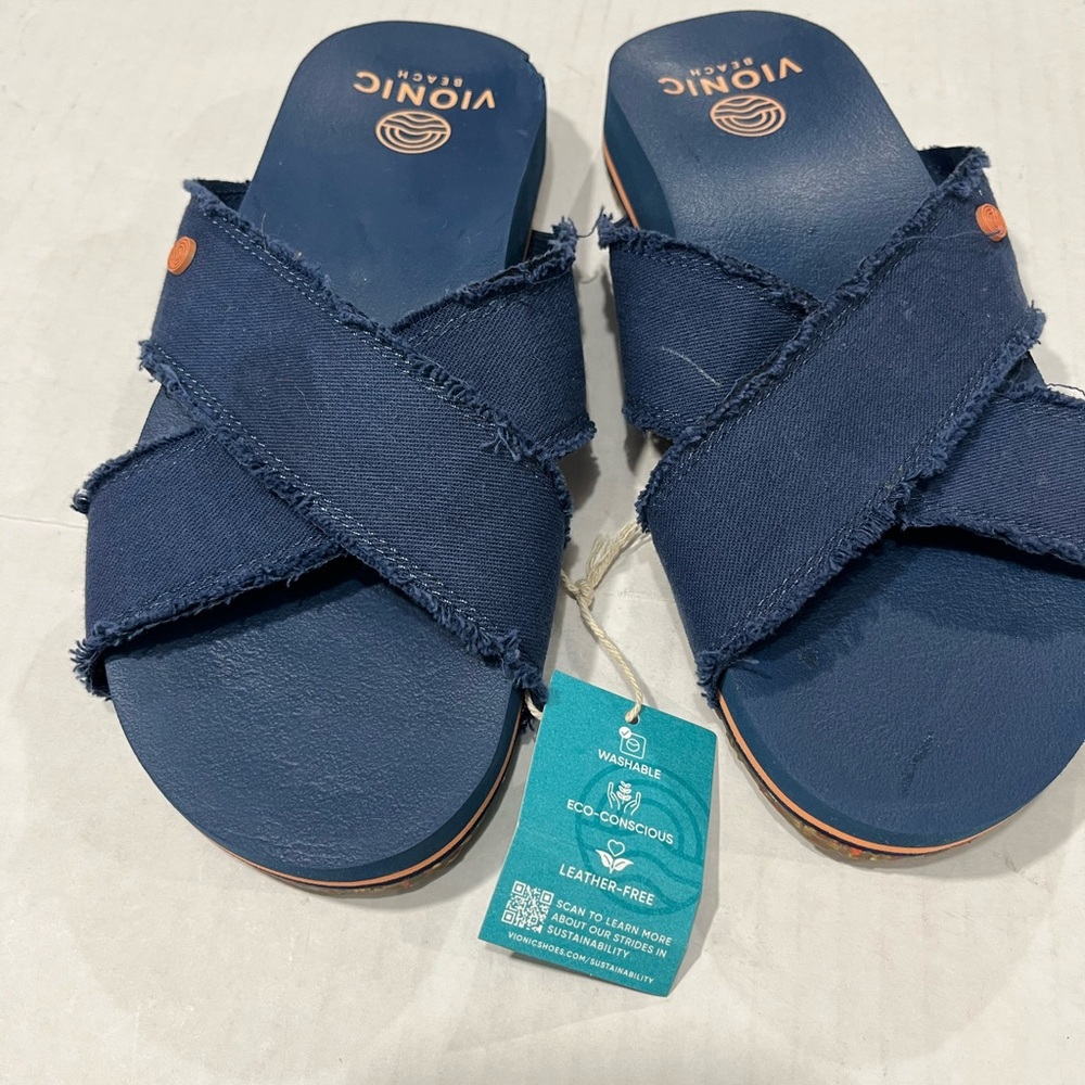 VIONIC BEACH FABRIC SLIDE SANDAL NEW WITH TAG